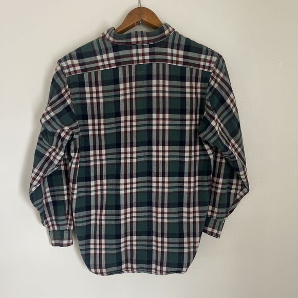 LL BEAN Vintage Made In USA Women’s 100% Cotton Mariner Flannel, Green- Medium - Picture 7 of 8